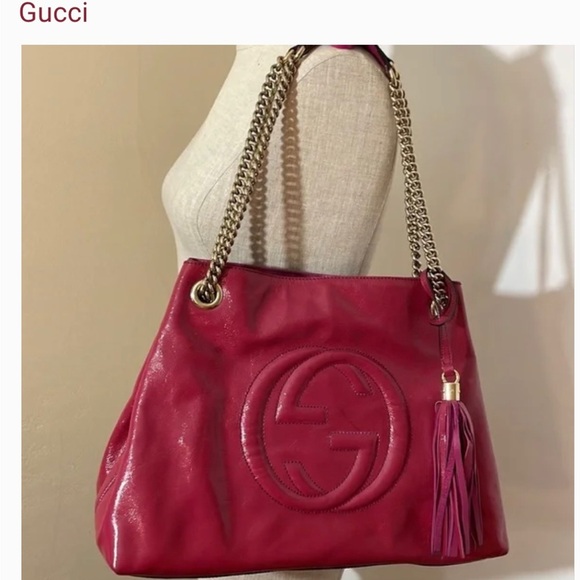 Gucci Soho medium size/Gucci Soho Medium Black Double Leather Chain Shoulder Bag - Picture 9 of 16